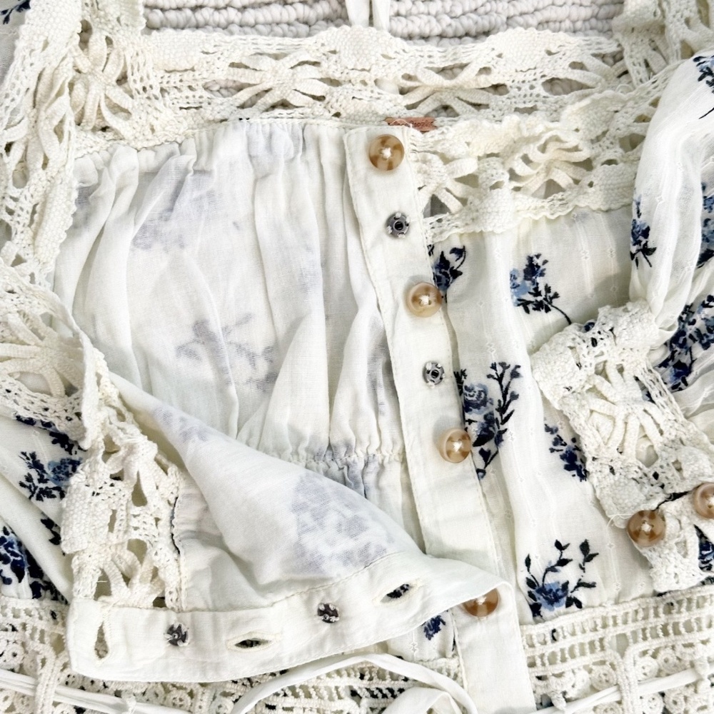FREE PEOPLE Morning Meadows XS Pale Yellow Maxi Dress Fairycore Coquette Cottage - Picture 12 of 16